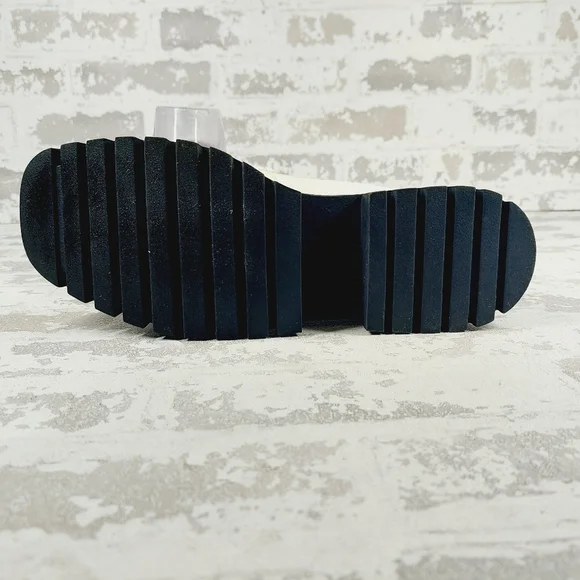 NEW Nordstrom Open Edit White Faux Patent Gold Chunky Academia Loafers C433 - Picture 8 of 14